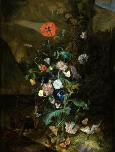 Aranžmá květin u kmene stromu, asi 1683 (olej na plátně) od Rachel Ruysch