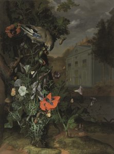 Lesní patro s klasickou fasádou za ním (olej na plátně) od Rachel Ruysch