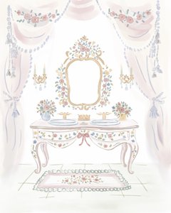 Elegantní toaletní stolek s květinovým motivem od Radhika Modi