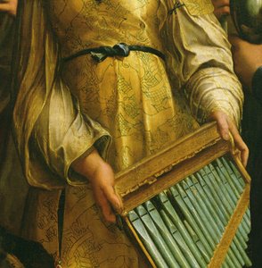 Svatá Cecílie obklopená sv. Pavlem, sv. Janem Evangelistou, sv. Augustinem a Máří Magdalenou, kolem roku 1513 (detail 182507) od Raffaello Sanzio Raphael