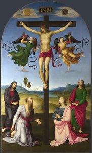 Ukřižovaný Kristus s Pannou Marií, svatými a anděly Ukřižování Monda, 1502-1503 od Raffaello Sanzio Raphael