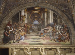 Vyhnání Heliodora z chrámu, Stanza di Eliodoro, 1511-12 od Raffaello Sanzio Raphael