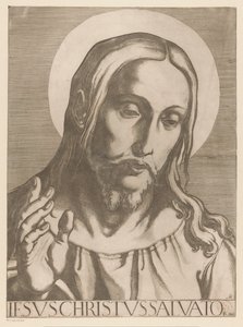 Kristus Jesus Christ Salvator Mudi (titul na předmětu) Christ, Mary en de twaalf apostelen (název série) The Sacred Apostolic College (název série) od Raffaello Schiaminossi
