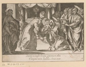 Prezentace van Christuse in de tempel Vijftien Mysteries van de Rozenkrans (název série) Patnáct tajemství růžence Blahoslavené Panny Marie (název série) od Raffaello Schiaminossi