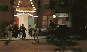 Odcházení z maškarního plesu - Madrazo y Garreta, Raimundo de (1841-1920) - cca 1885 - Olej na dřevě - 49x80,5 - Museo Carmen Thyssen, Malaga od Raimundo de Madrazo y Garreta