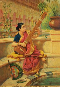 Kadambari hraje na sitár od Raja Ravi Varma