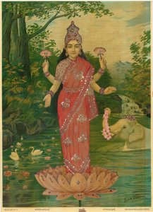 Lakshmi Embellished, Ravi Varma Press od Raja Ravi Varma