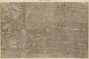 Civitas Londinium, z původního průzkumu v Guildhall Library, z doby vlády královny Alžběty