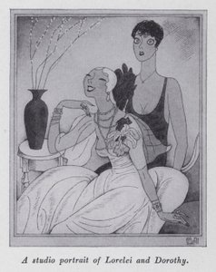 Ilustrace k filmu "Ale pánové si berou brunety" od Anity Loos (litho) od Ralph Barton