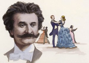 Johann Strauss mladší (kvaš na papíře)