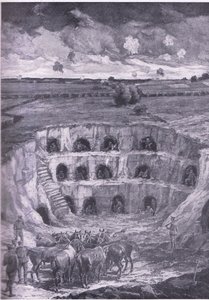 Moderní obyvatelé jeskyní, z History of the Great War Vol 3 vydané nakladatelstvím Waverley Book Co Limited, kolem roku 1920 od Ralph Cleaver