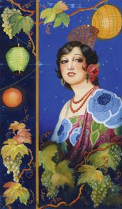 Mladá žena s šátkem, cca 1925 (kvaš na papíře) od Ramón José Izquierdo y Garrido