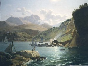Pohled na pobřeží Vietri Sul Mare a vesnici Raito v zálivu Salerno