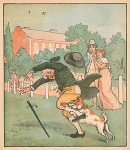 Dobrý muž z Islingtonu pokousaný psem, c1879. od Randolph Caldecott