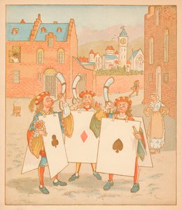 Troubaři s hracími kartami, 1880. od Randolph Caldecott