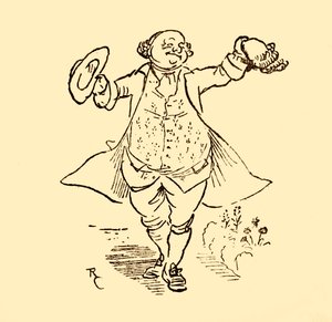 Přítel John Gilpins mu půjčuje paruku a klobouk, 1878, c1918. od Randolph Caldecott