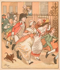 Sousedé spěchající na pomoc dobrému muži z Islingtonu, c1879. od Randolph Caldecott