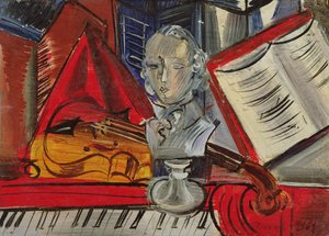 Pocta Mozartovi, asi 1945 (olej na plátně) od Raoul Dufy