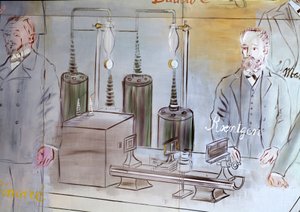 La Fee Electricite, detail: Wilhelm Conrad Rontgen (1845-1923), německý fyzik. 1937 (malba) od Raoul Dufy