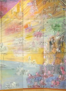 La Fee Electricite, detail levé strany s vyobrazením orchestru od Raoul Dufy