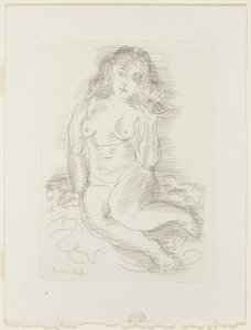 Nahá poslouchající mořskou mušli od Raoul Dufy