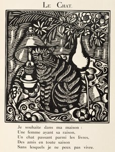 Kočka, ilustrace z knihy "Bestiář aneb Orfeův průvod od Raoul Dufy