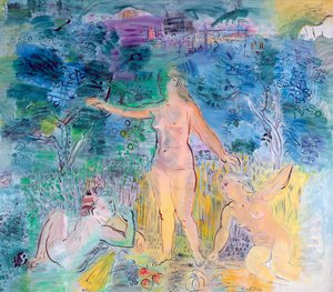 Průběh Seiny: Od Rouenu po Le Havre, levý panel triptychu (olej na plátně) od Raoul Dufy