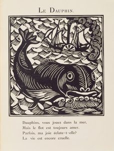 Delfín, ilustrace z "Bestiáře" nebo "Orfeova procesí od Raoul Dufy