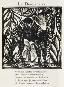Dromedár, ilustrace z knihy "Bestiář aneb Orfeův průvod od Raoul Dufy