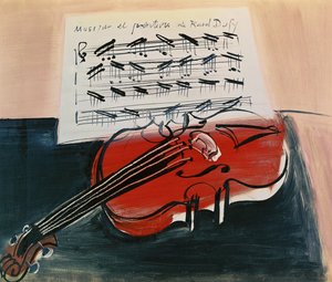 Červené housle, asi 1948 (olej na plátně) od Raoul Dufy