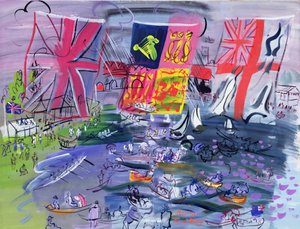 Regata v Henley, asi 1933 (kvaš) od Raoul Dufy