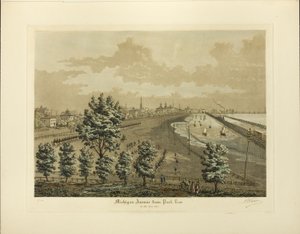 Michigan Avenue z Park Row v roce 1865