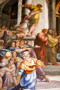 Vyhnání Heliodora z chrámu, detail. 1511-1512 (freska) od Raphael