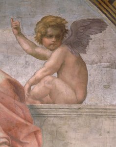 Putto zobrazující víru, detail kardinálních a teologických ctností a zákona