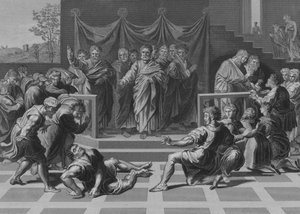 Smrt Ananiáše (rytina) od after Raphael