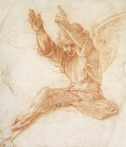 Anděl (červená křída na špinavě bílém papíře) od Raphael