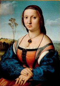 Portrét Maddaleny Doni Malba Raffaello Sanzio dit Raphael (1483-1520) 1506 ne. 63x45 cm Florencie, Palazzo Pitti, Galleria Palatina od Raphael