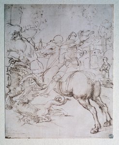 St George and the Dragon - Drawing, c.1505 od Raphael