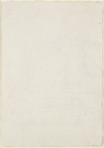 Verso: Mírné architektonické rýhy včetně křížového půdorysu, WA1846.160 (pero a hnědý inkoust přes slepý stylus, nějaké stopy olova nebo křídy) od Raphael