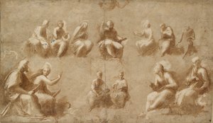 Christ and the Saints in Glory Study for the Disputa, počátek 16. století od Raphael