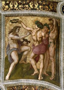 Marsyas a Apollo. Stropní freska ve Stanza della Segnatura, cca 1510-1511. od Raphael