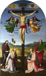 Ukřižovaný Kristus s Pannou Marií, svatými a anděly od Raphael