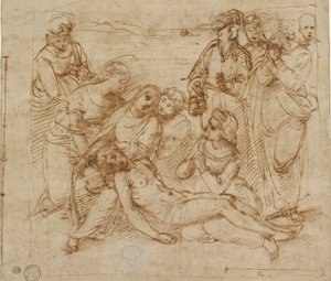 Studie Lamentation for the Entombment of Christ, počátek 16. století od Raphael