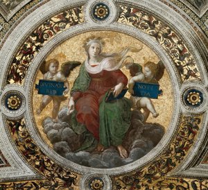 Teologie. Stropní freska ve Stanza della Segnatura, cca 1510-1511. od Raphael