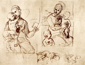 Dvě studie Madonny od Raffaello Sanzio Raphael