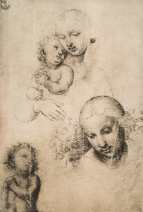 Studie pro Madonu s dítětem, kresba Raffaello Sanzio. Gabinetto dei Disegni e delle Stampe, Galerie Uffizi, Florencie od Raffaello Sanzio Raphael