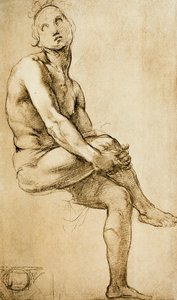 Studie lidské postavy, kresba Raphael, Kabinet kreseb a tisků, Galerie Uffizi, Florencie od Raffaello Sanzio Raphael