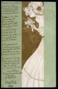 Poloviční panna a báseň Paula Verlaina - pohlednice, Raphael Kirchner (1876-1917), začátek XX.