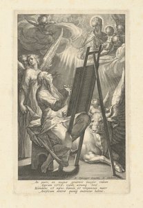 Svatý Lukáš maluje Pannu Marii od Raphael Sadeler I, after Bartholomaeus Spranger