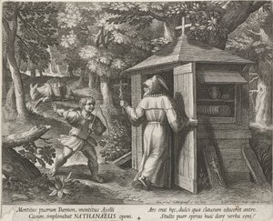Svatý Bartoloměj jako poustevník Hermits (název série) Oraculum Anachoreticum (název série) od Raphaël Sadeler (I)